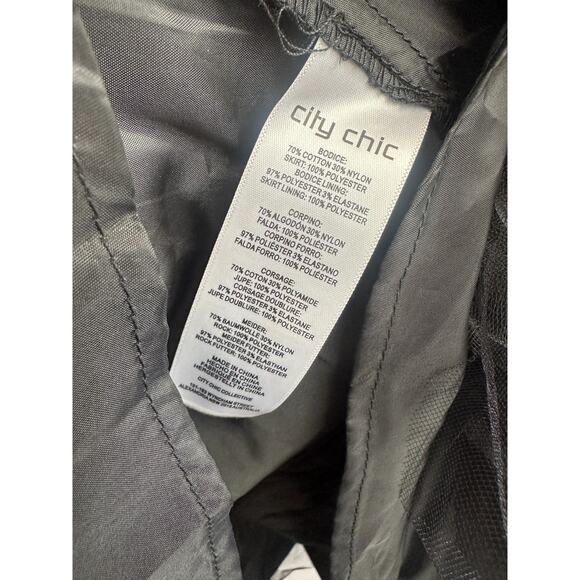 City Chic Rare Beauty Dress Lace Fit & Flare Black A Line Tulle XL Plus Size 22 - Picture 14 of 16